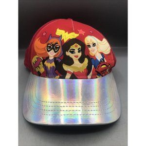 Girl Power Hat Cap Snapback Kids Red Super Hero Girls Holographic DC Comics OSFM